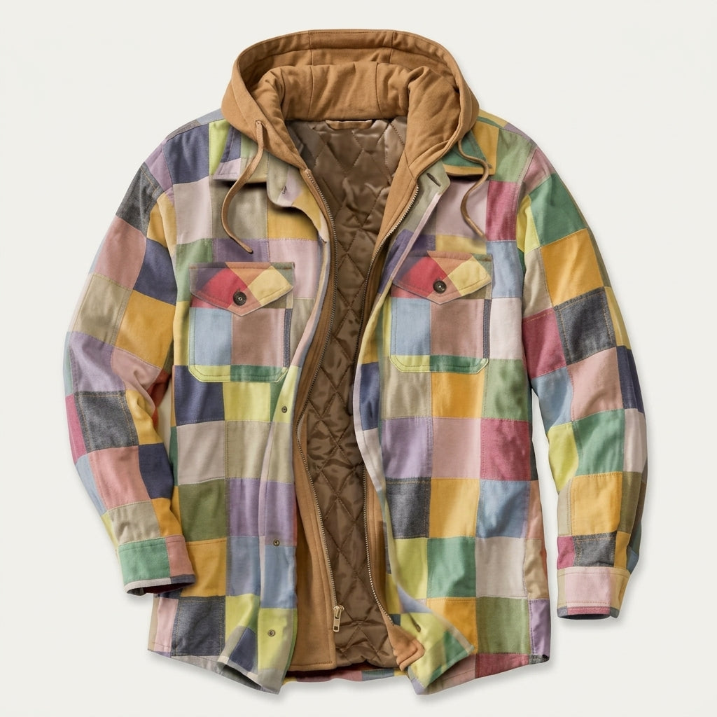 Simon Hooded Patchwork Flannel Jacket