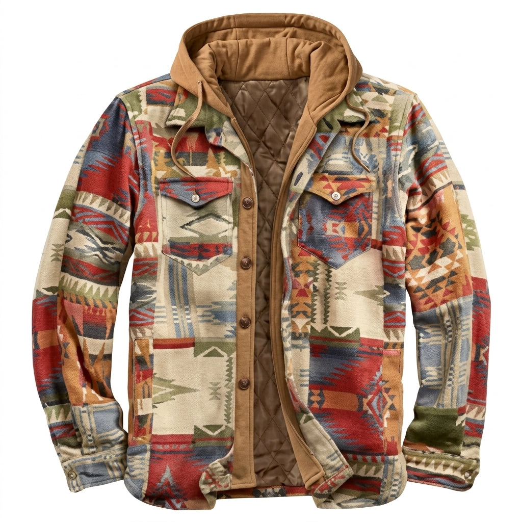Simon Hooded Patchwork Flannel Jacket