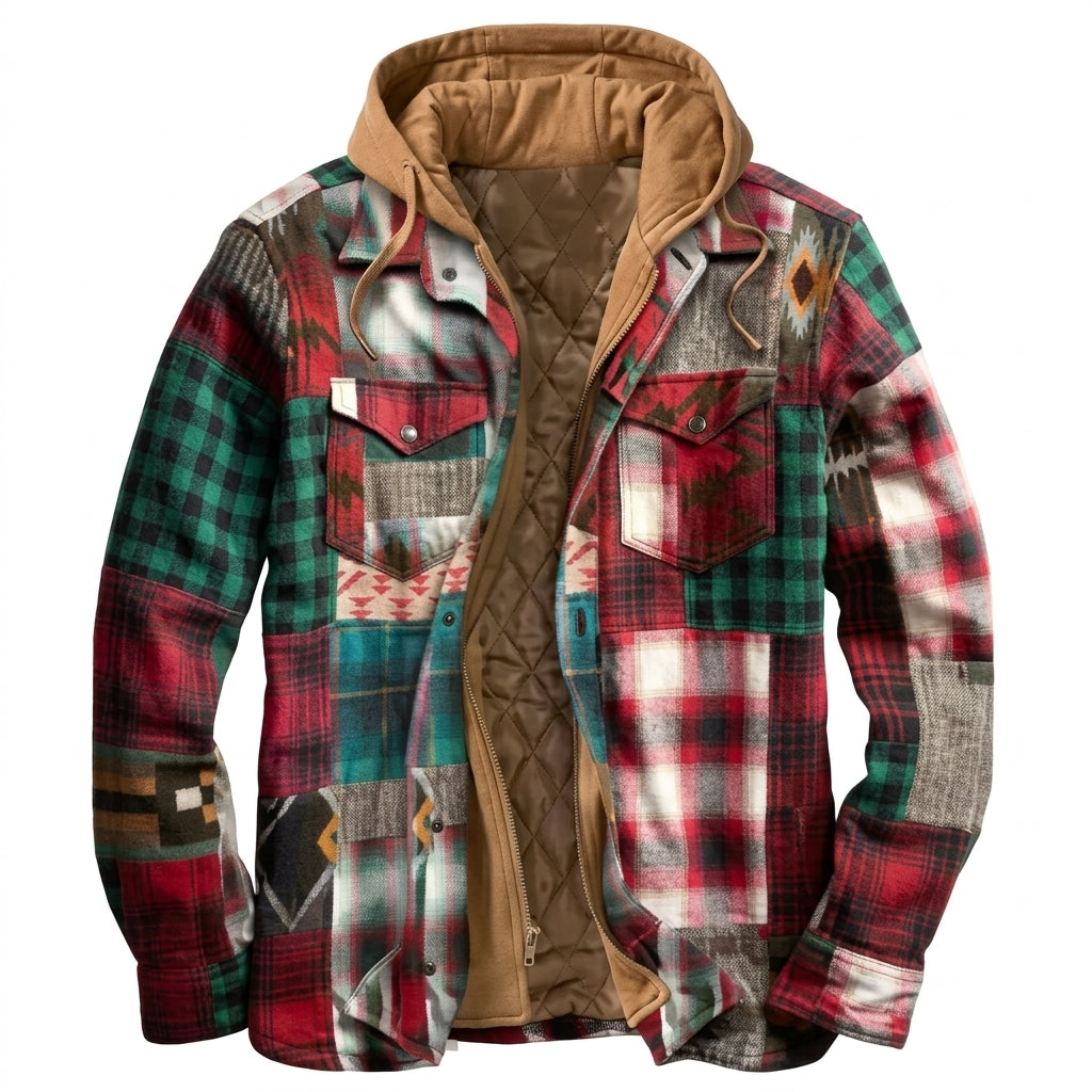 Simon Hooded Patchwork Flannel Jacket
