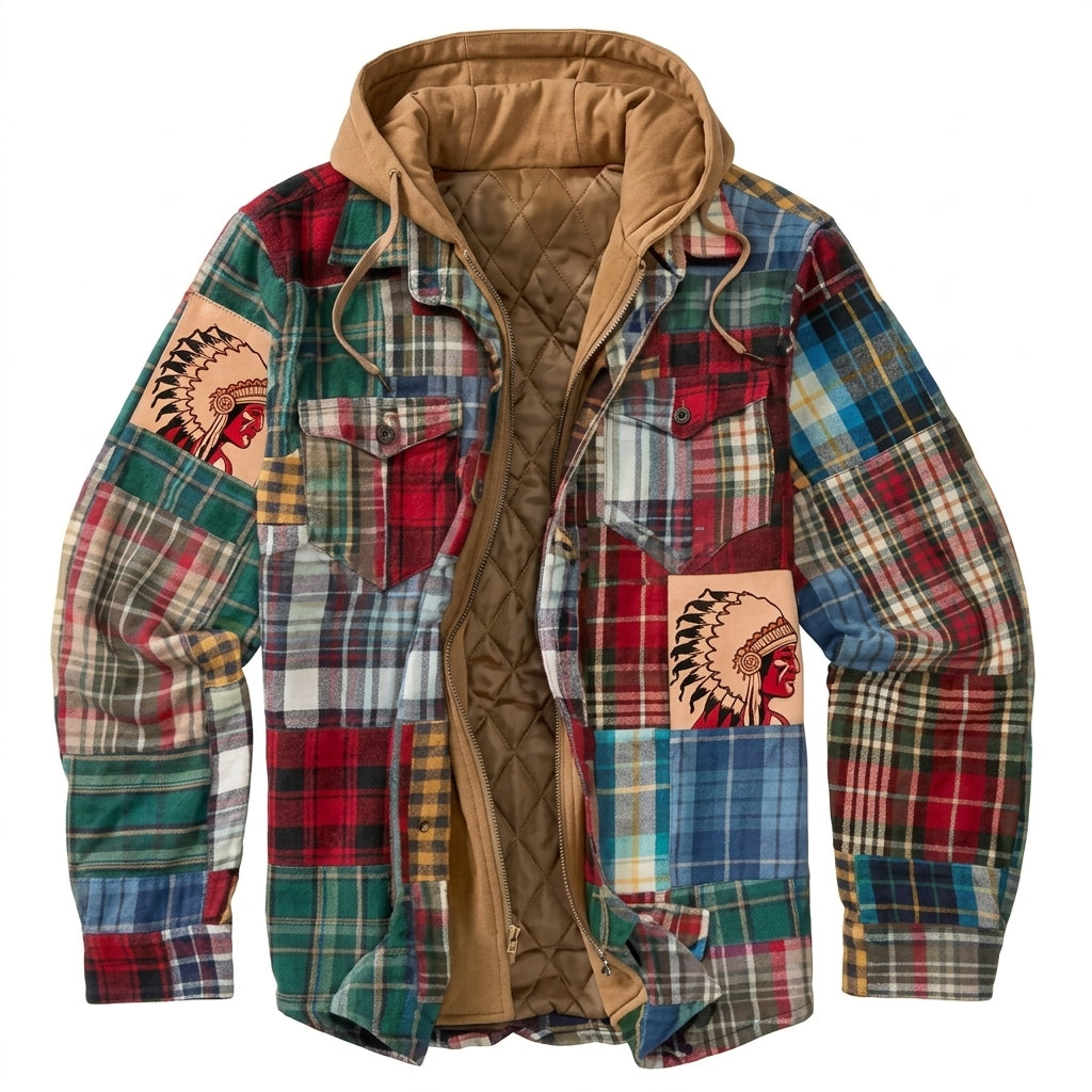 Simon Hooded Patchwork Flannel Jacket