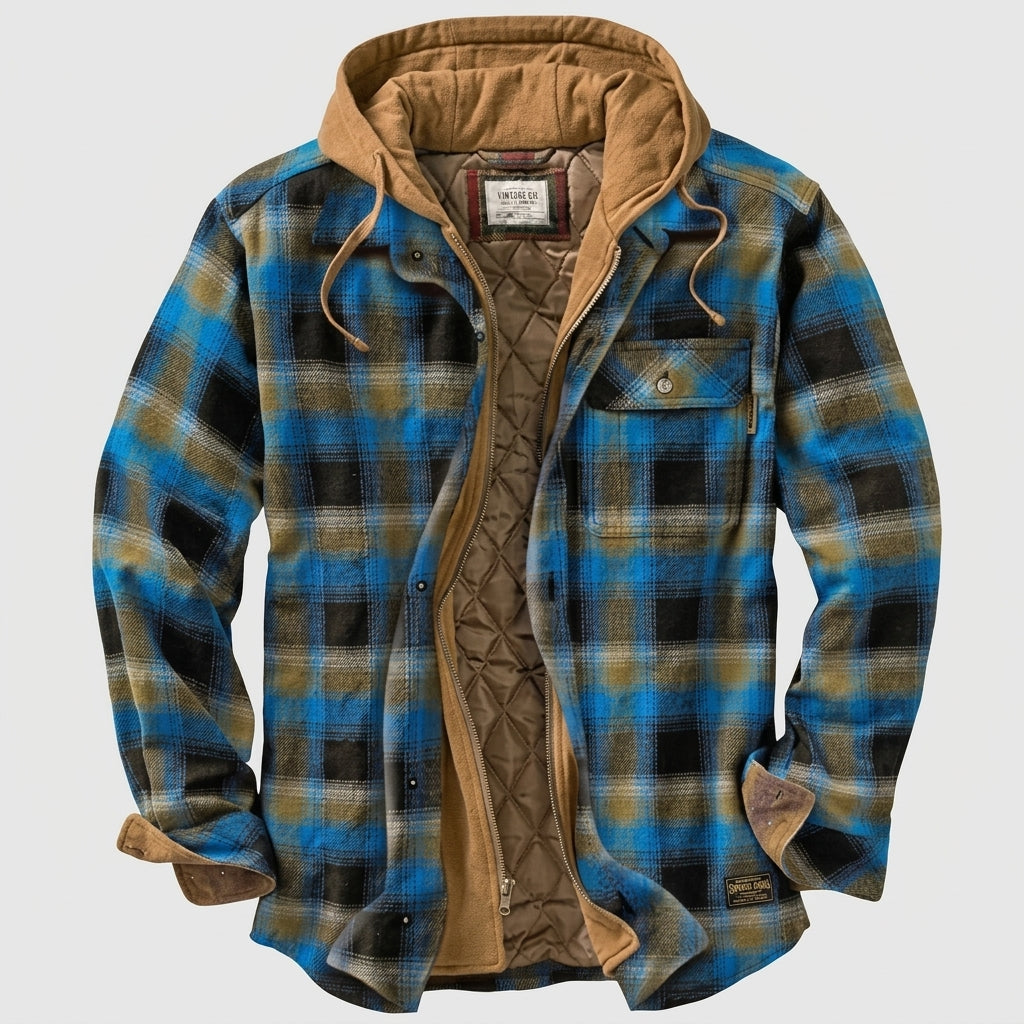 Simon Hooded Patchwork Flannel Jacket