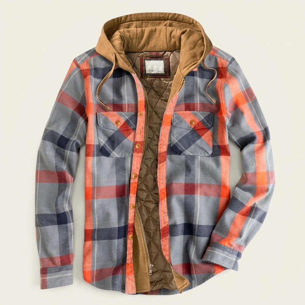Simon Hooded Patchwork Flannel Jacket