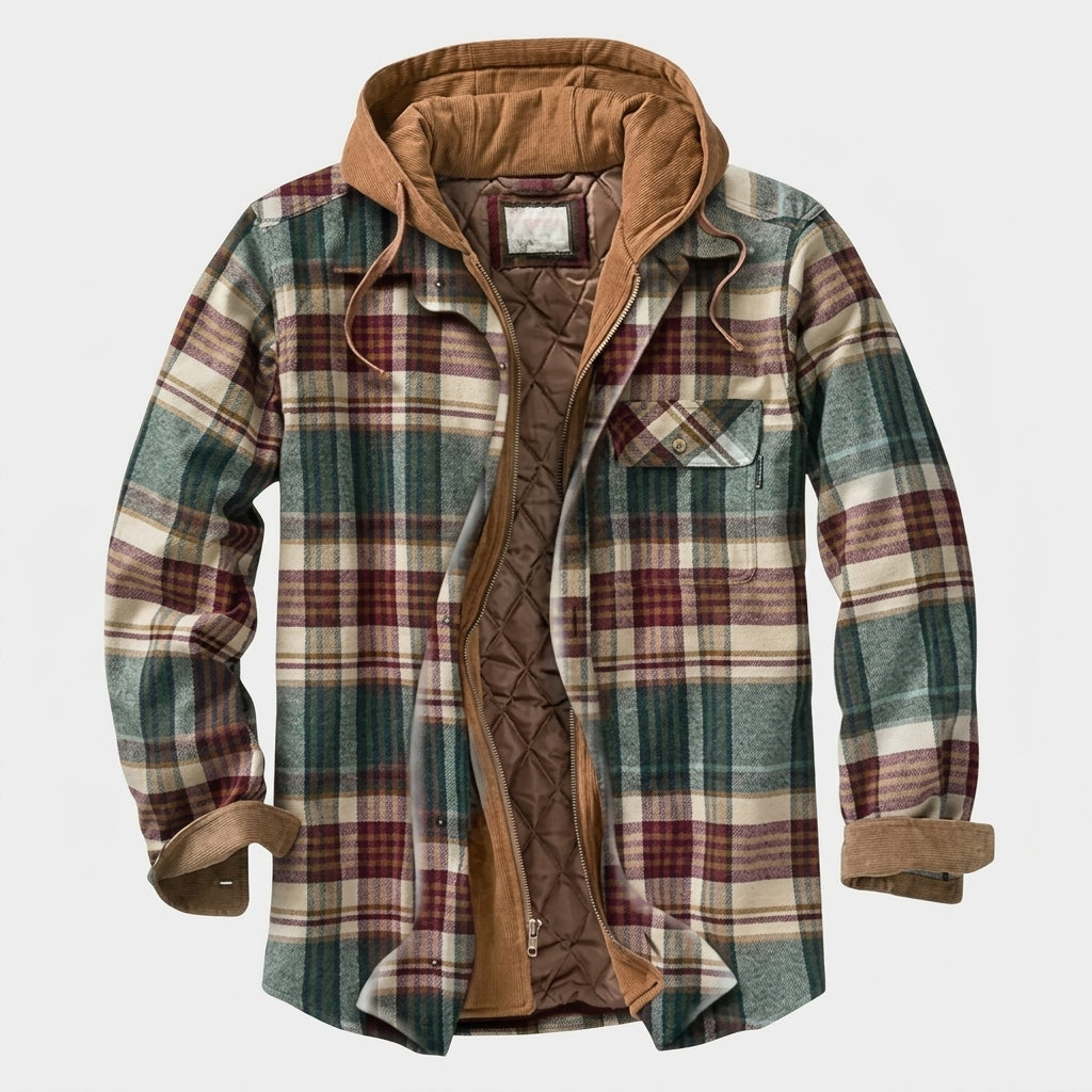 Simon Hooded Patchwork Flannel Jacket