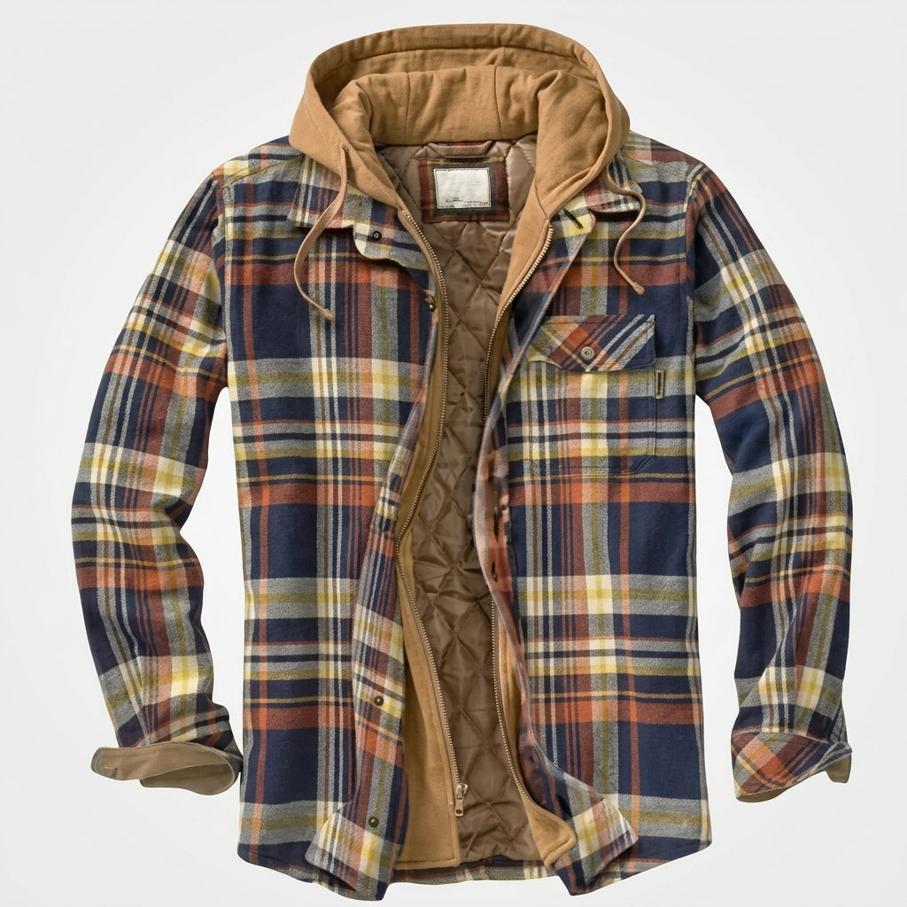 Simon Hooded Patchwork Flannel Jacket