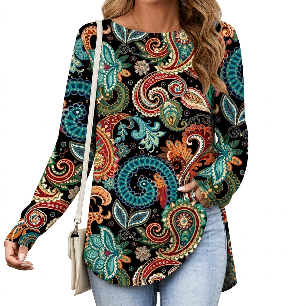 Leonie Mandala Print Tunic with 3/4 Sleeves