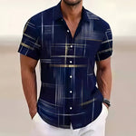 Moritz Gold Line Print Short-Sleeve Shirt