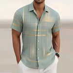 Moritz Gold Line Print Short-Sleeve Shirt