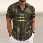 Moritz Gold Line Print Short-Sleeve Shirt