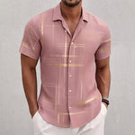 Moritz Gold Line Print Short-Sleeve Shirt