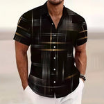 Moritz Gold Line Print Short-Sleeve Shirt