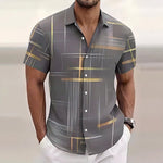 Moritz Gold Line Print Short-Sleeve Shirt
