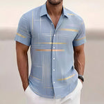 Moritz Gold Line Print Short-Sleeve Shirt
