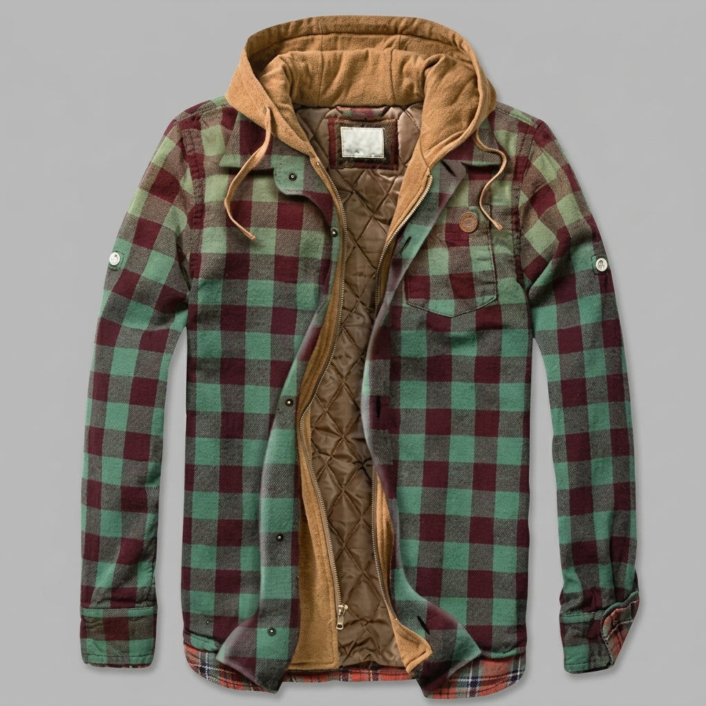 Simon Hooded Patchwork Flannel Jacket