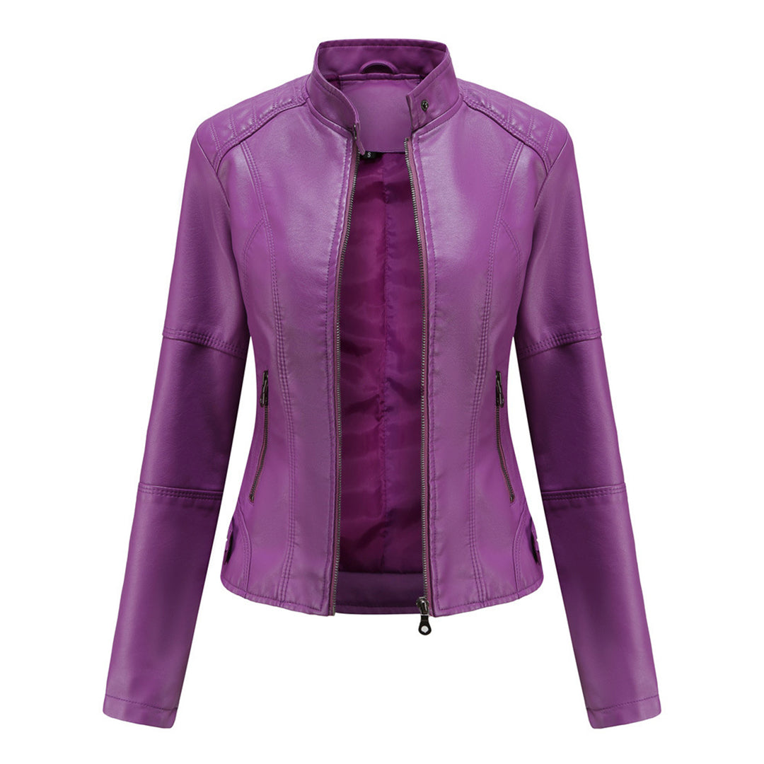 Kirsten Faux Leather Zip Biker Jacket