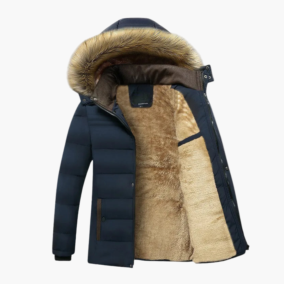 Karl Rugged Hooded Winter Jacket with Faux Fur Lining