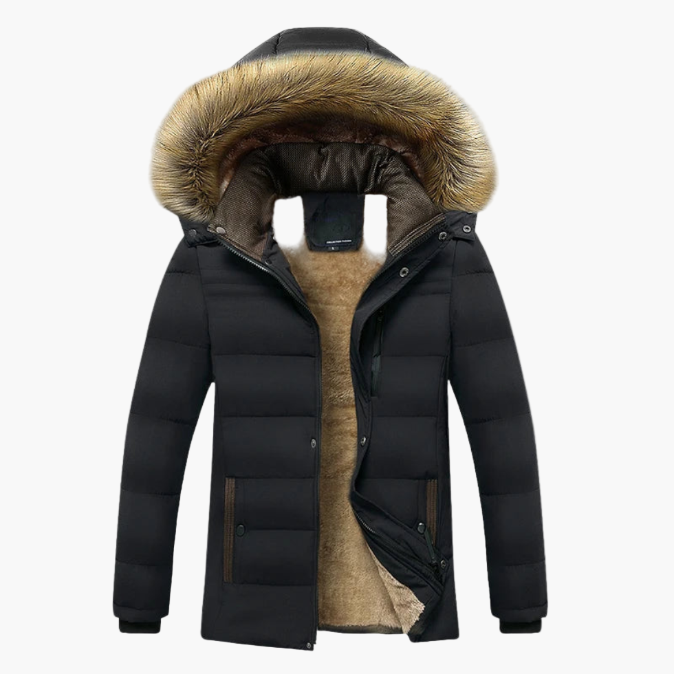Karl Rugged Hooded Winter Jacket with Faux Fur Lining
