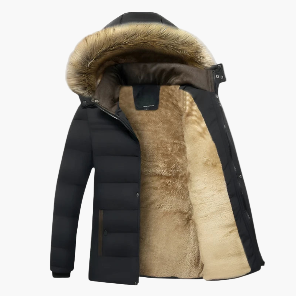 Karl Rugged Hooded Winter Jacket with Faux Fur Lining