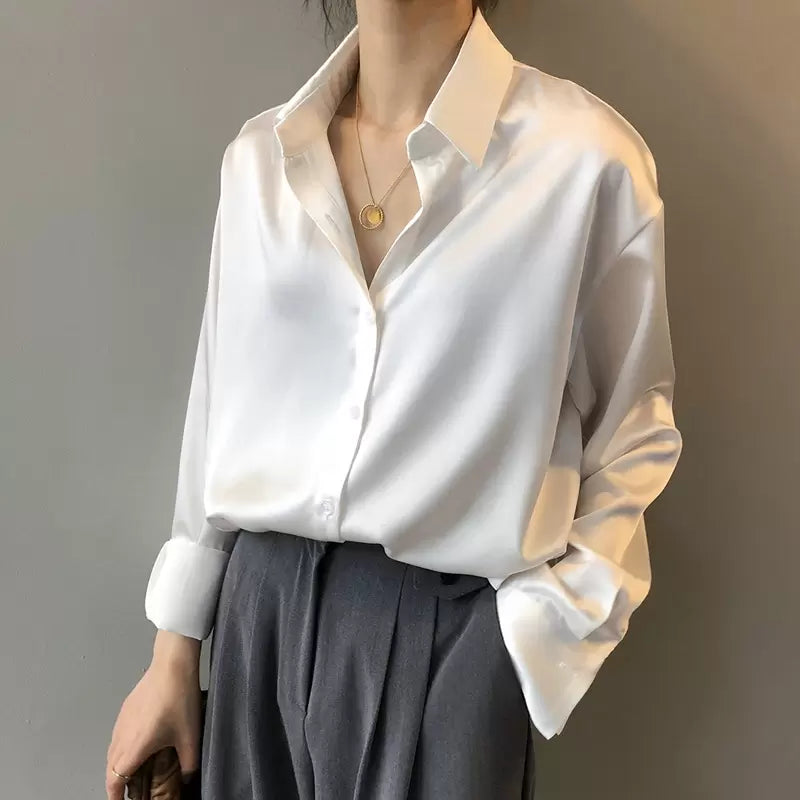 Emilia Silk Button-Front Blouse