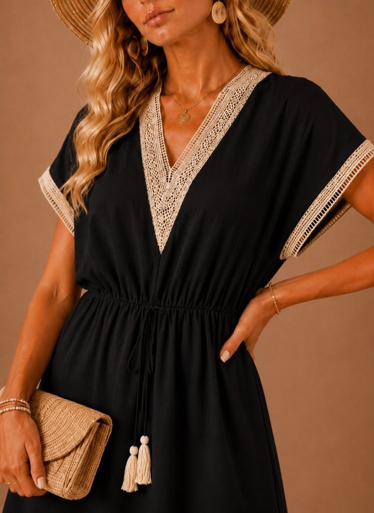 Women’s Crochet Trim Mini Dress – Boho Summer Holiday | Areleon