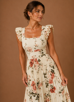Women’s Floral Pleated Maxi Dress – Elegant Wedding Guest | Areleon