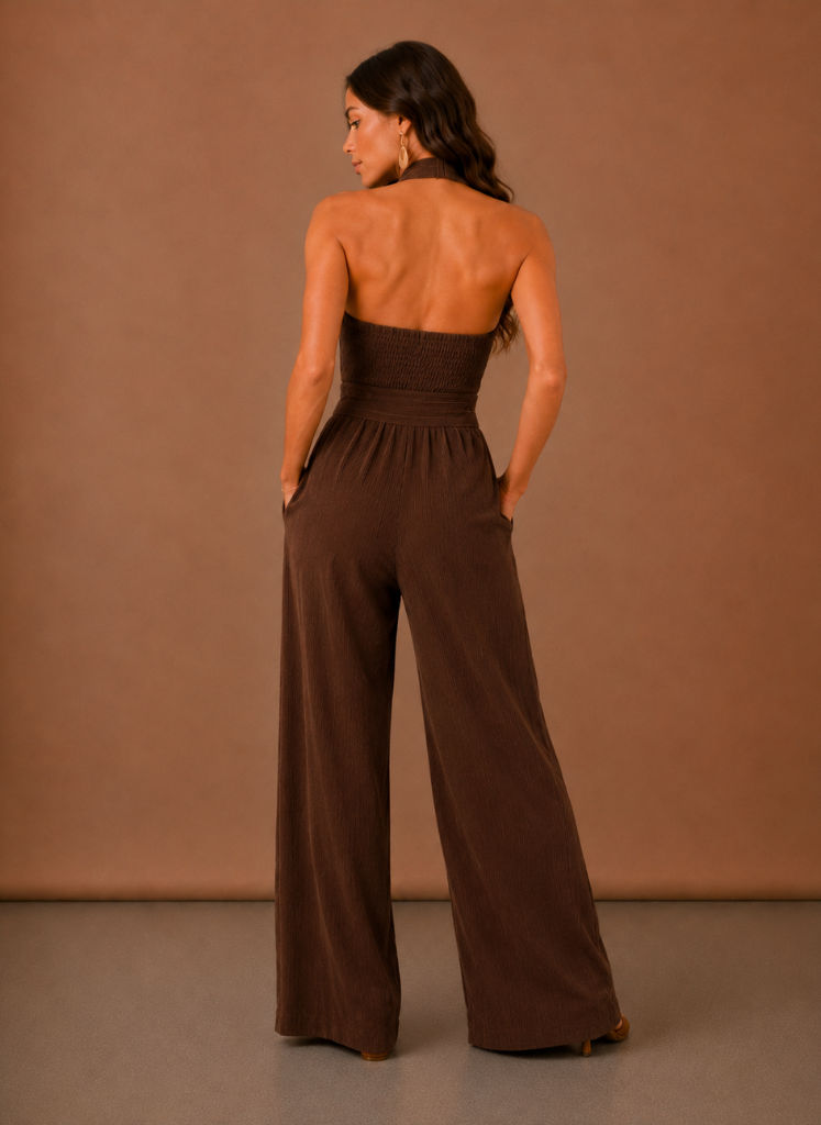 Women’s Halter Wide Leg Jumpsuit – Elegant Summer Occasion | Areleon