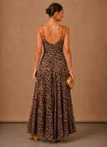 Women’s Leopard Print Strappy Maxi Dress – Elegant Summer Occasion | Areleon