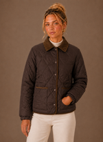 Women's Quilted Puffer Jacket with Corduroy Collar | Areleon