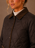 Women's Quilted Puffer Jacket with Corduroy Collar | Areleon