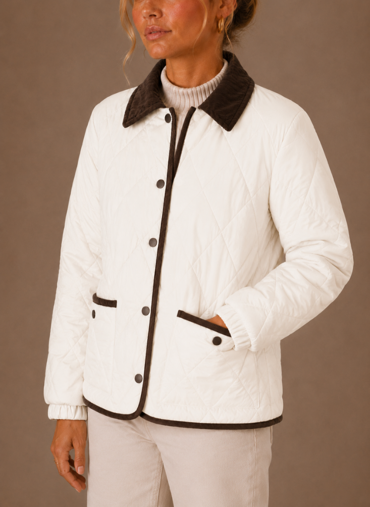 Women's Quilted Puffer Jacket with Corduroy Collar | Areleon