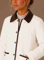 Women's Quilted Puffer Jacket with Corduroy Collar | Areleon