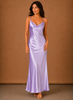 Women’s Satin Cowl Neck Maxi Dress – Elegant Evening Occasion | Areleon