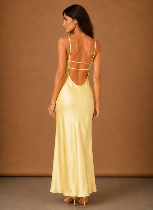 Women’s Satin Cowl Neck Maxi Dress – Elegant Evening Occasion | Areleon