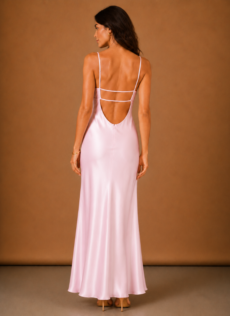 Women’s Satin Cowl Neck Maxi Dress – Elegant Evening Occasion | Areleon