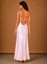 Women’s Satin Cowl Neck Maxi Dress – Elegant Evening Occasion | Areleon