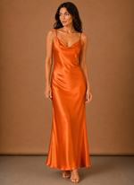Women’s Satin Cowl Neck Maxi Dress – Elegant Evening Occasion | Areleon
