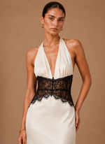 Women’s Satin Halter Maxi Dress – Elegant Wedding Guest | Areleon