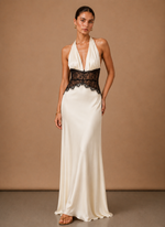 Women’s Satin Halter Maxi Dress – Elegant Wedding Guest | Areleon