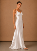Women’s Satin Lace Maxi Dress – Elegant Evening Occasion | Areleon