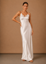 Women’s Satin Lace Maxi Dress – Elegant Evening Occasion | Areleon