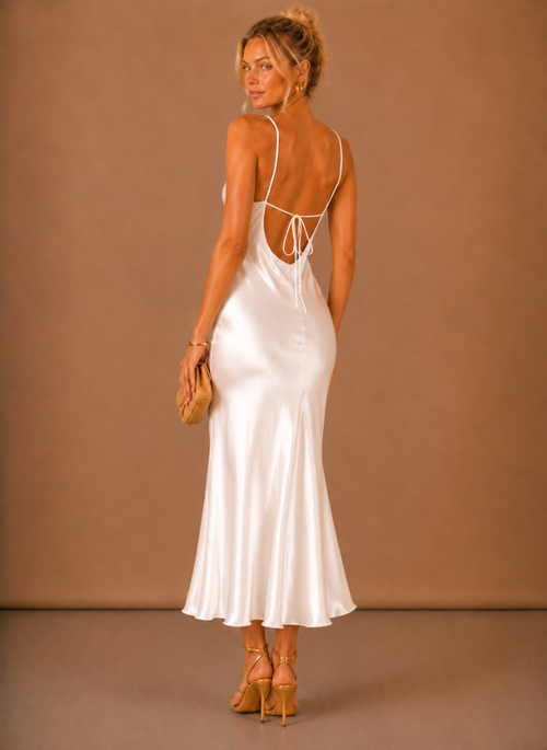 Women’s Satin Cowl Neck Midi Dress – Elegant Evening Occasion | Areleon