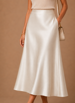Women's Satin Midi Skirt – Elegant A-Line Flowing | Areleon