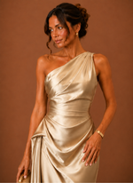 Women’s Satin One Shoulder Midi Dress – Elegant Wedding Guest | Areleon