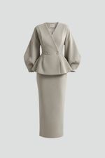 Andrea V-Neck Blazer and Skirt Set