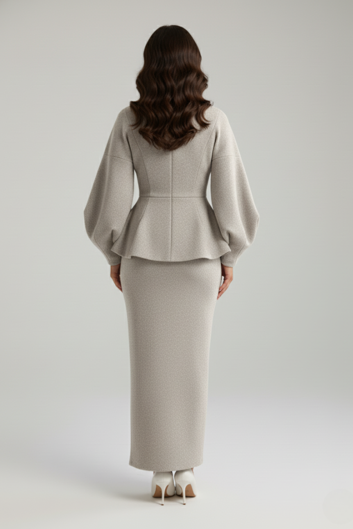 Andrea V-Neck Blazer and Skirt Set