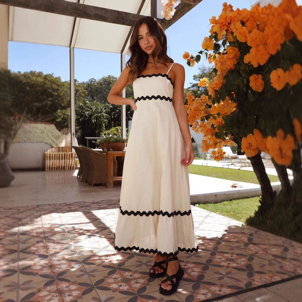 Helga A-Line Maxi Dress with Spaghetti Straps