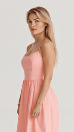 Regine A-Line Midi Dress with Ascot Neckline