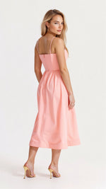Regine A-Line Midi Dress with Ascot Neckline