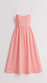 Regine A-Line Midi Dress with Ascot Neckline