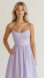 Regine A-Line Midi Dress with Ascot Neckline