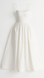 Regine A-Line Midi Dress with Ascot Neckline